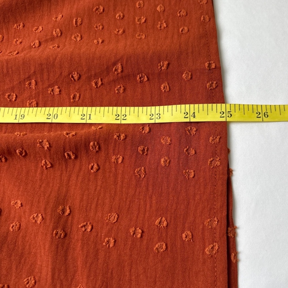 Rust Swiss Dot Lace Yoke Long-Sleeve Blouse size small - Picture 8 of 9